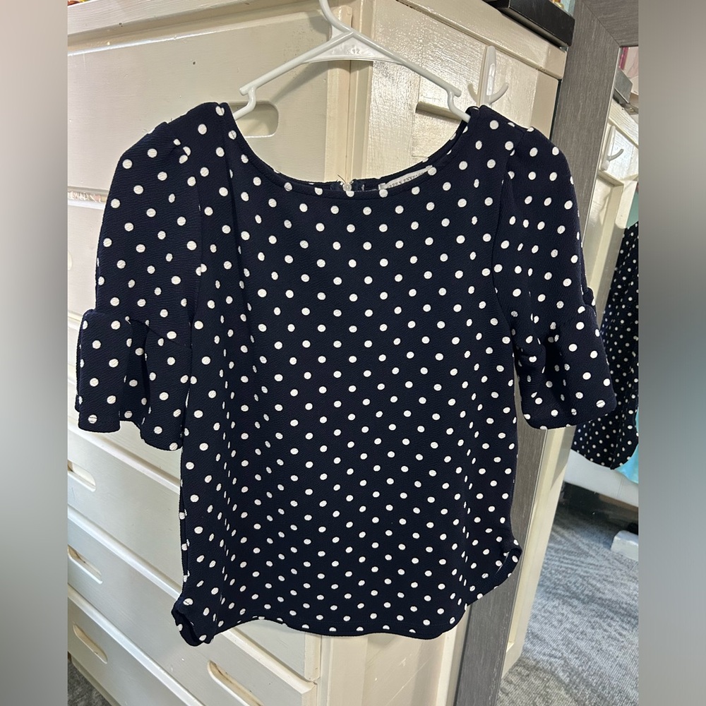 Red Dress Boutique Navy and White Polka Dot Blouse